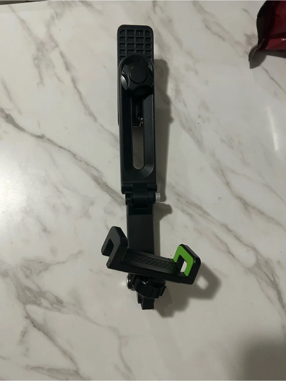 Adjustable Black VR/AR Headset Accessory Mount with Green Accent